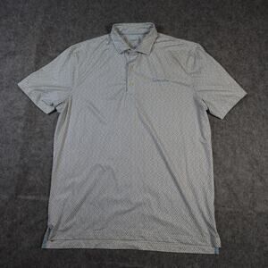 Johnnie-O Shirt Mens Large Golf Performance Knit Short Sleeve Pocket Polka Dot